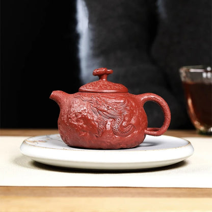 sold at a loss true yixing zisha dahongpao clay tea pot marked dragon carved original ore handmade craft 220ml boutique