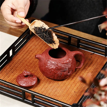 sold at a loss true yixing zisha dahongpao clay tea pot marked dragon carved original ore handmade craft 220ml boutique