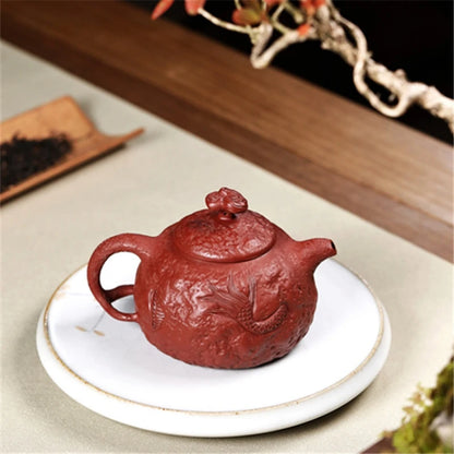 sold at a loss true yixing zisha dahongpao clay tea pot marked dragon carved original ore handmade craft 220ml boutique