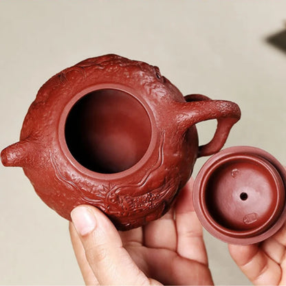 sold at a loss true yixing zisha dahongpao clay tea pot marked dragon carved original ore handmade craft 220ml boutique