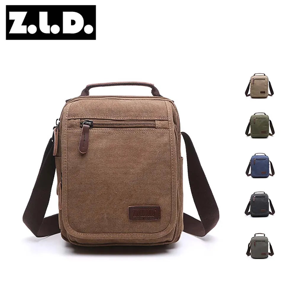 solid color canvas small vertical section square shape handbag men high quality messenger bag military shoulder bag