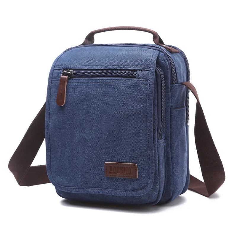 solid color canvas small vertical section square shape handbag men high quality messenger bag military shoulder bag