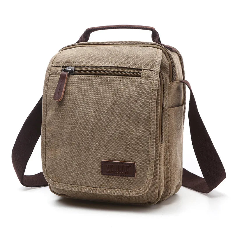 solid color canvas small vertical section square shape handbag men high quality messenger bag military shoulder bag
