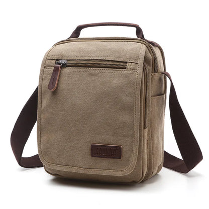solid color canvas small vertical section square shape handbag men high quality messenger bag military shoulder bag