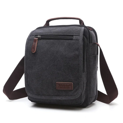 solid color canvas small vertical section square shape handbag men high quality messenger bag military shoulder bag