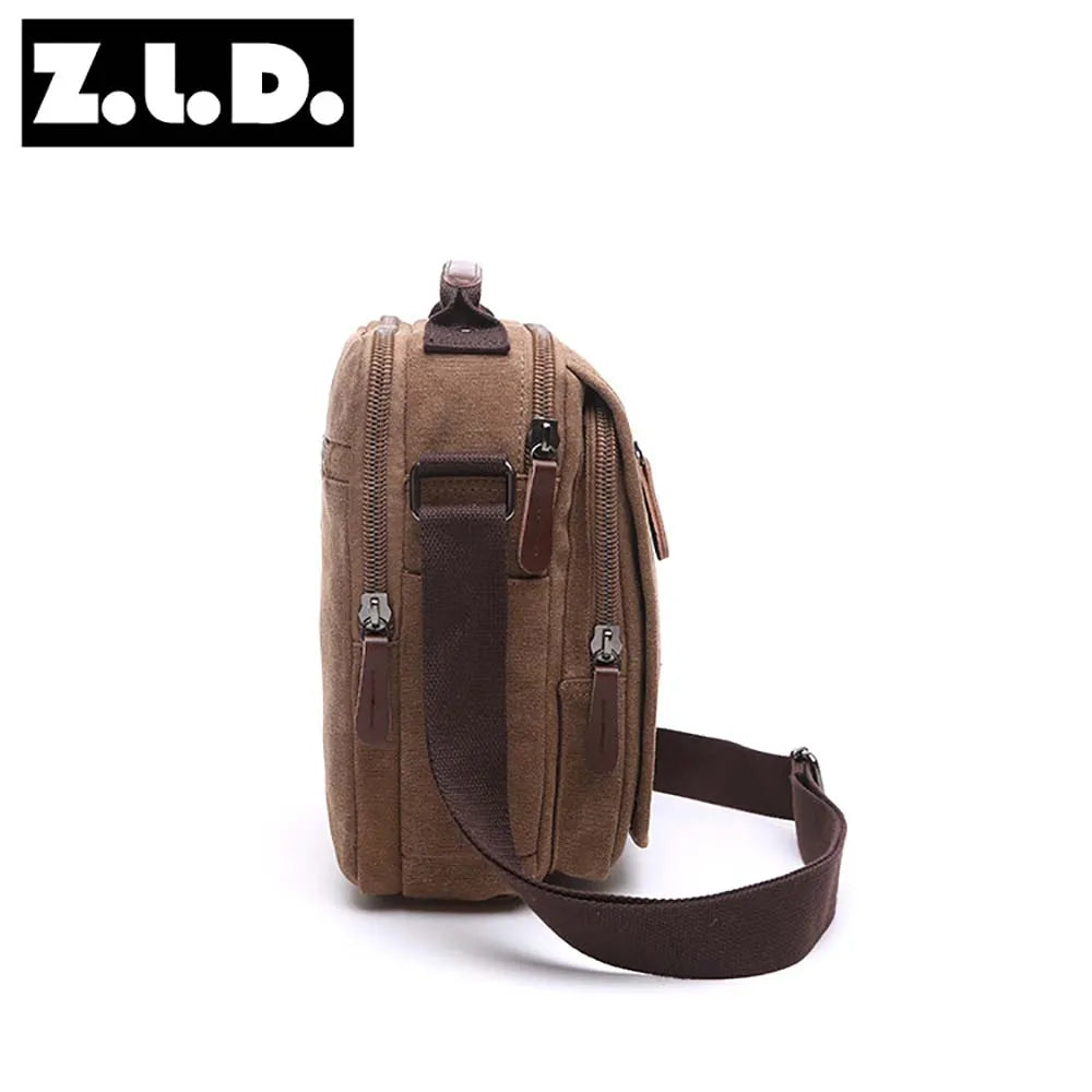 solid color canvas small vertical section square shape handbag men high quality messenger bag military shoulder bag