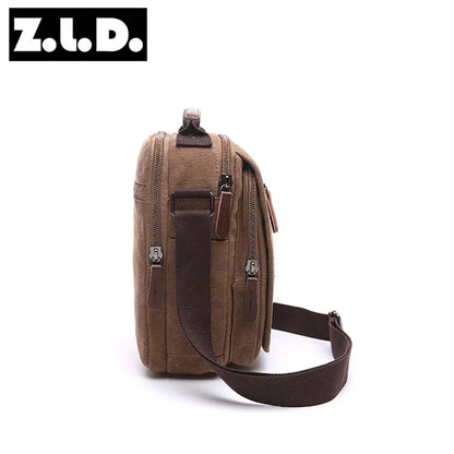 solid color canvas small vertical section square shape handbag men high quality messenger bag military shoulder bag