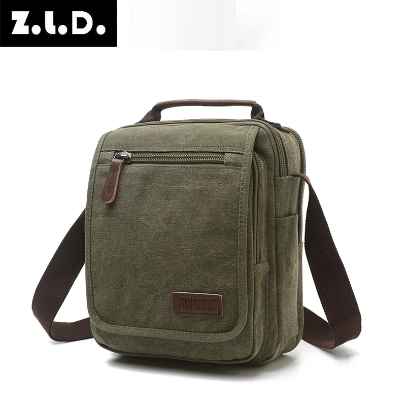 solid color canvas small vertical section square shape handbag men high quality messenger bag military shoulder bag