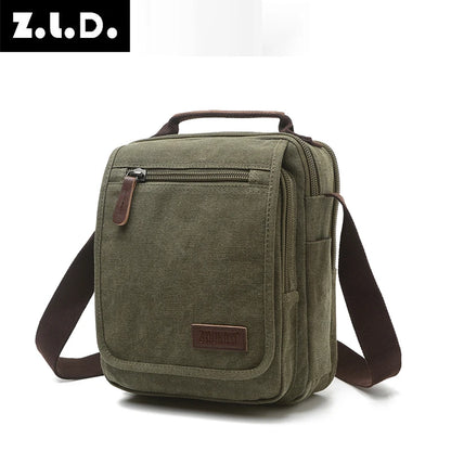 solid color canvas small vertical section square shape handbag men high quality messenger bag military shoulder bag