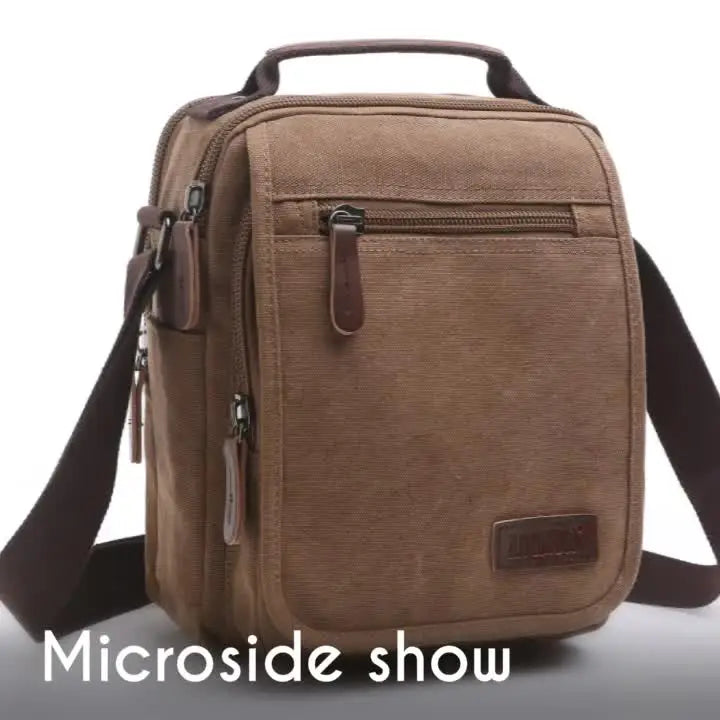 solid color canvas small vertical section square shape handbag men high quality messenger bag military shoulder bag