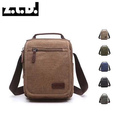 solid color canvas small vertical section square shape handbag men shoulder bag