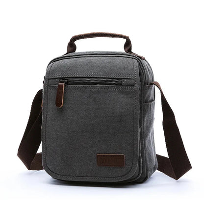 solid color canvas small vertical section square shape handbag men shoulder bag