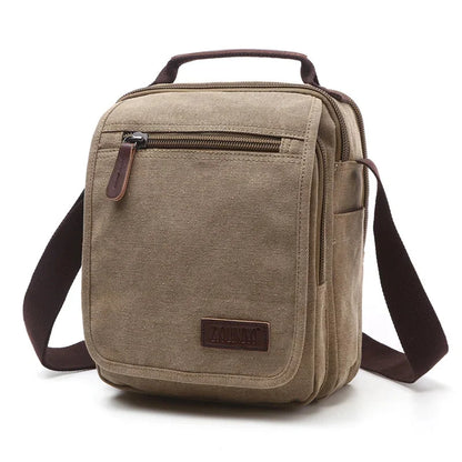 solid color canvas small vertical section square shape handbag men shoulder bag