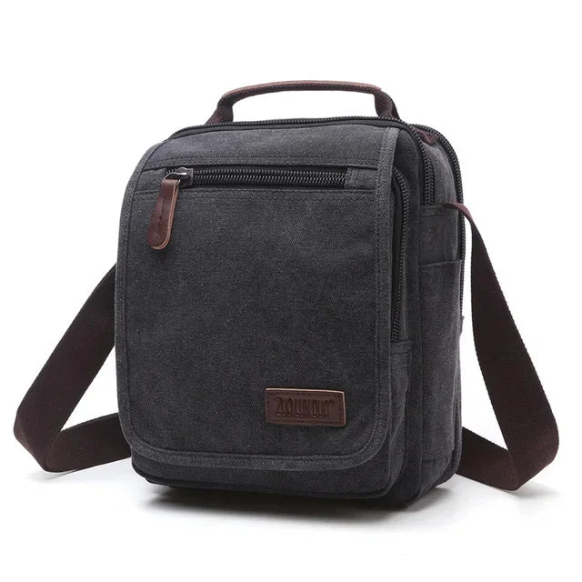 solid color canvas small vertical section square shape handbag men shoulder bag