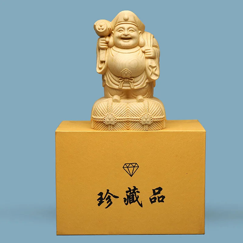 solid wood carving Big Black Sky - God of Wealth statue traditional hand carving home living room office fortune ornaments
