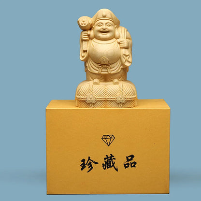 solid wood carving Big Black Sky - God of Wealth statue traditional hand carving home living room office fortune ornaments