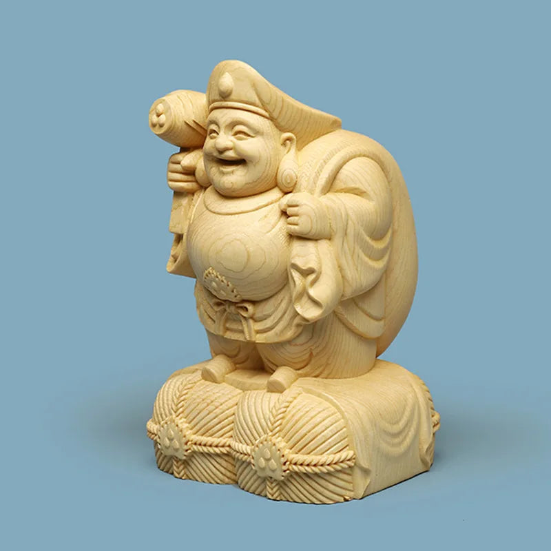 solid wood carving Big Black Sky - God of Wealth statue traditional hand carving home living room office fortune ornaments