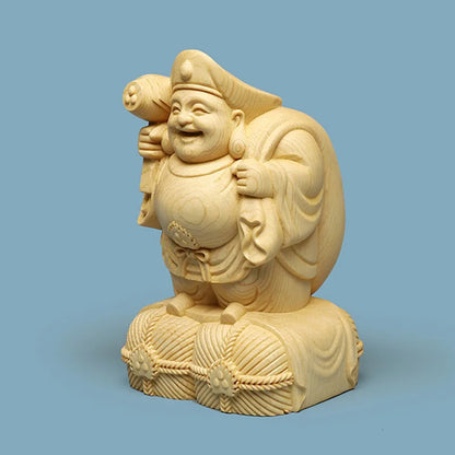 solid wood carving Big Black Sky - God of Wealth statue traditional hand carving home living room office fortune ornaments