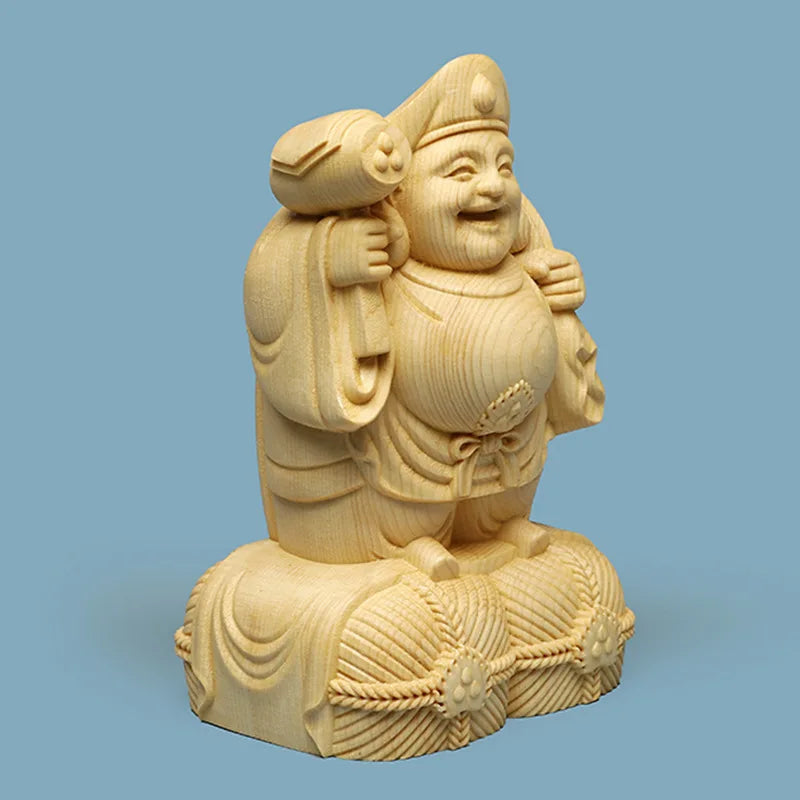 solid wood carving Big Black Sky - God of Wealth statue traditional hand carving home living room office fortune ornaments