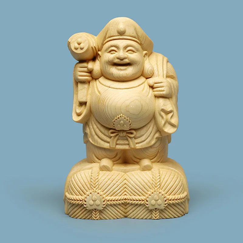 solid wood carving Big Black Sky - God of Wealth statue traditional hand carving home living room office fortune ornaments