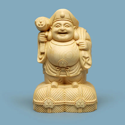 solid wood carving Big Black Sky - God of Wealth statue traditional hand carving home living room office fortune ornaments