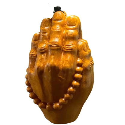 solid wood carving pray Buddha's Hand pendant  Wooden hand-carved Buddhist ornament Home Car Ornaments