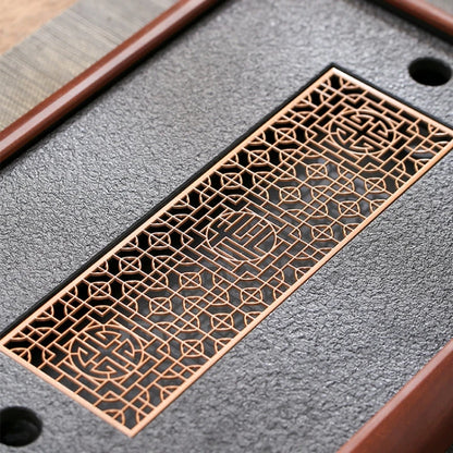 solid wood tea tray black stone serving tray water reservoir rectangle for kungfu tea set on sales simple pattern made in China