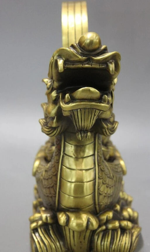 song voge gem S1194 China Palace Brass Copper Fengshui Yuanbao Wealth Money Dragon Boat Ship Statue