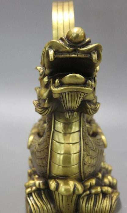 song voge gem S1194 China Palace Brass Copper Fengshui Yuanbao Wealth Money Dragon Boat Ship Statue