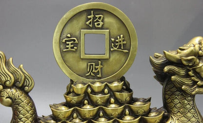 song voge gem S1194 China Palace Brass Copper Fengshui Yuanbao Wealth Money Dragon Boat Ship Statue