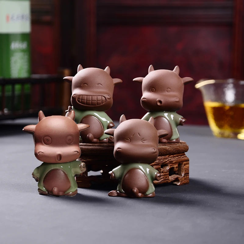 squirt pee tea pet yixing zisha purple clay happy ox home table decoration small size tea play creative ornament from China new
