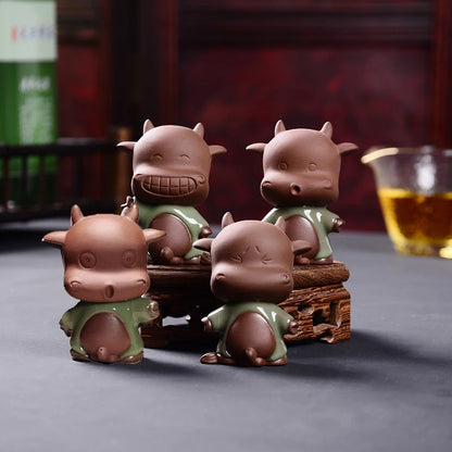 squirt pee tea pet yixing zisha purple clay happy ox home table decoration small size tea play creative ornament from China new