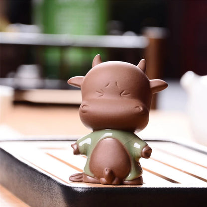 squirt pee tea pet yixing zisha purple clay happy ox home table decoration small size tea play creative ornament from China new