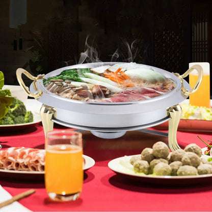 stainless steel hotpot set mini hotpot pot holder tempered glass lid  gold silver Chafing Dish Buffet pan Food Tray Warmer