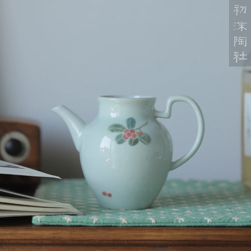 style typeface hand ewer hand-painted shadow green glaze bubble tea fair mug ewer hip flask ceramic kung fu tea set