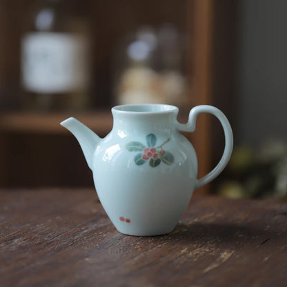 style typeface hand ewer hand-painted shadow green glaze bubble tea fair mug ewer hip flask ceramic kung fu tea set