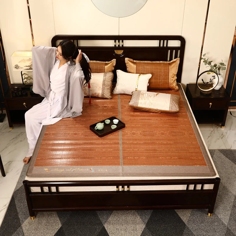 summer cooling mat for bed double faces rattan mats summer cool feeling bamboo bed mat multi-size twin full queen king size new