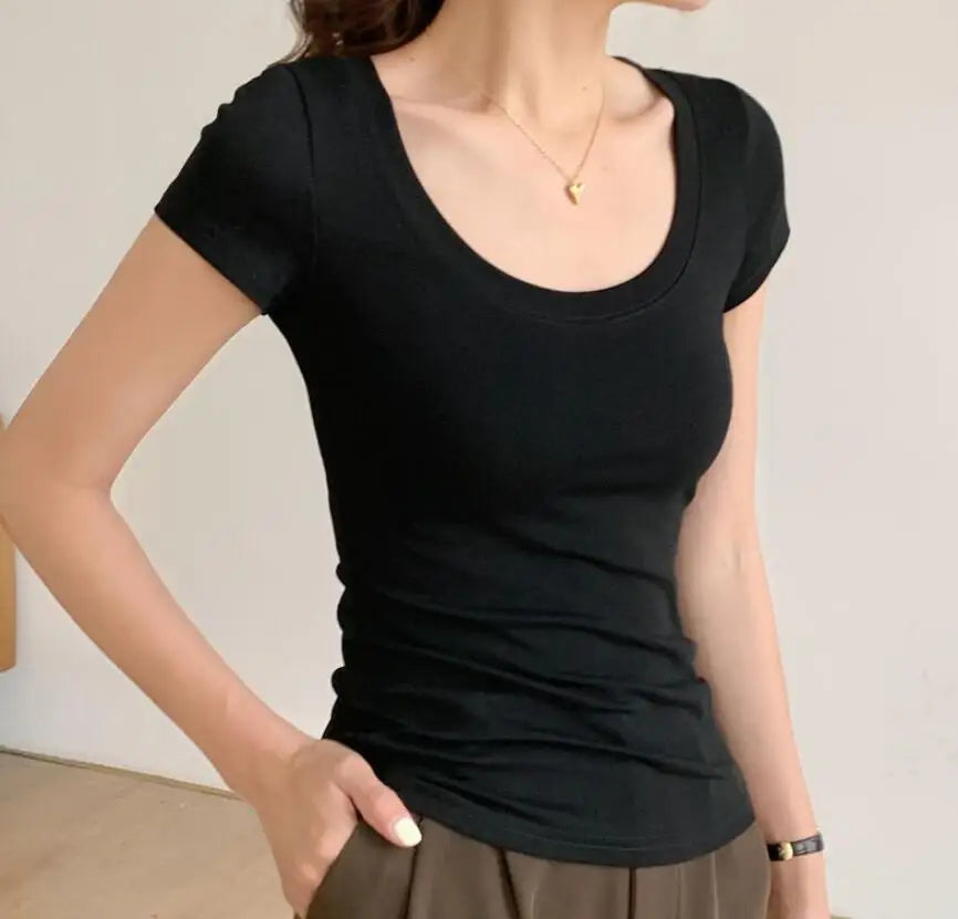 summer new women's short-sleeved  white t-shirt top women t shirt