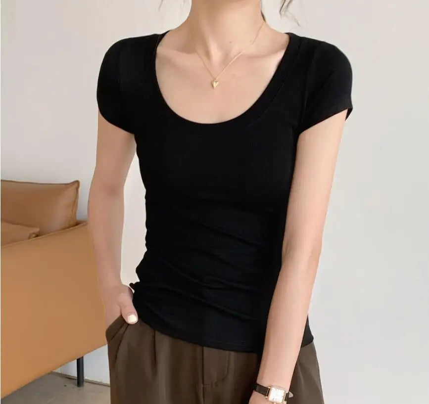 summer new women's short-sleeved  white t-shirt top women t shirt