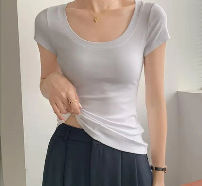 summer new women's short-sleeved  white t-shirt top women t shirt