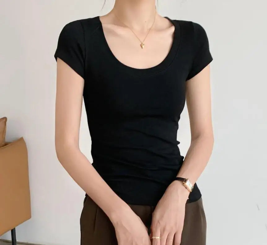 summer new women's short-sleeved  white t-shirt top women t shirt
