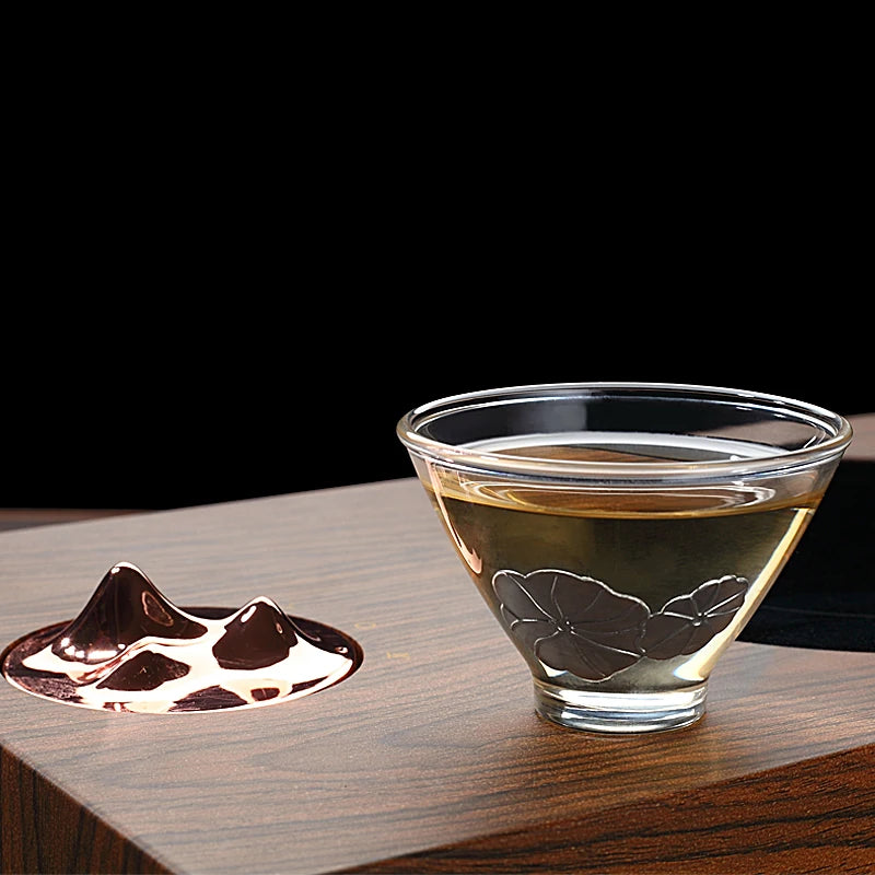 tea cup Borosilicate glass cup of tea tin relief Chinese kungfu cup for Pu'er tea heat insulation 2 oz creative master cup China