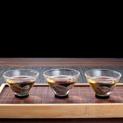tea cup Borosilicate glass cup of tea tin relief Chinese kungfu cup for Pu'er tea heat insulation 2 oz creative master cup China