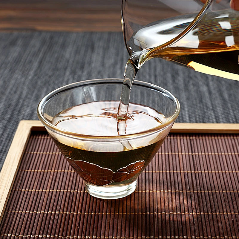 tea cup Borosilicate glass cup of tea tin relief Chinese kungfu cup for Pu'er tea heat insulation 2 oz creative master cup China