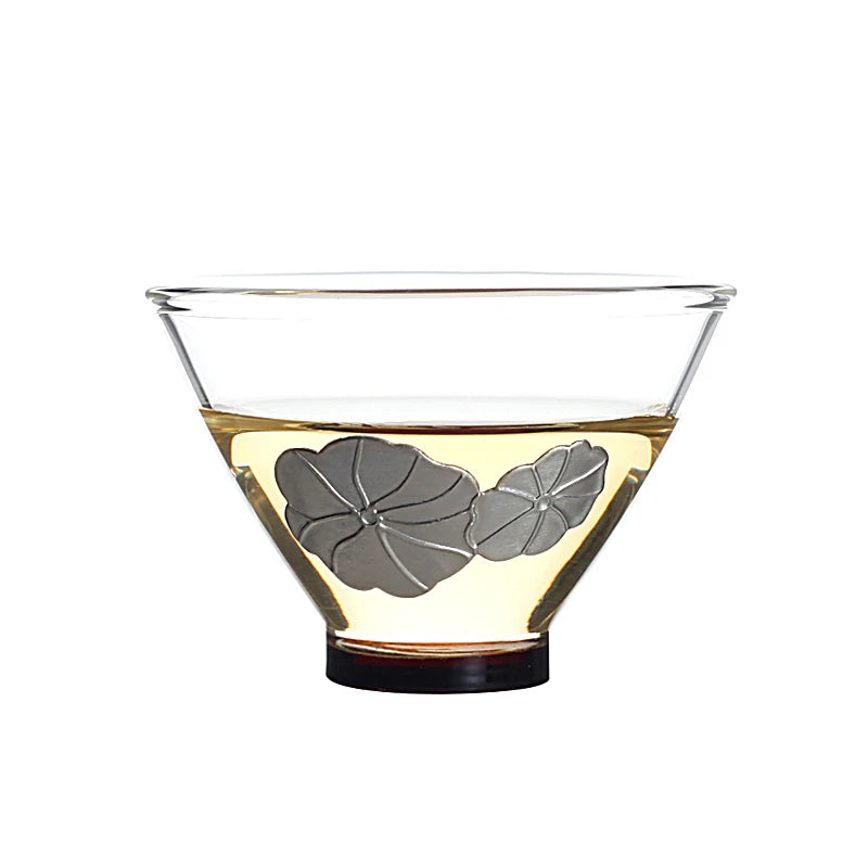 tea cup Borosilicate glass cup of tea tin relief Chinese kungfu cup for Pu'er tea heat insulation 2 oz creative master cup China