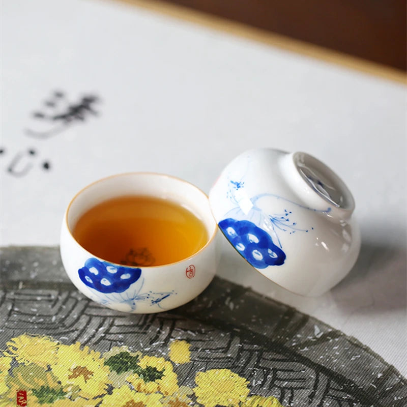 tea cup set porcelain chabei handpainted kungfu tea coffee cup white china cup of tea under glaze ceramic on sales Chinese cups
