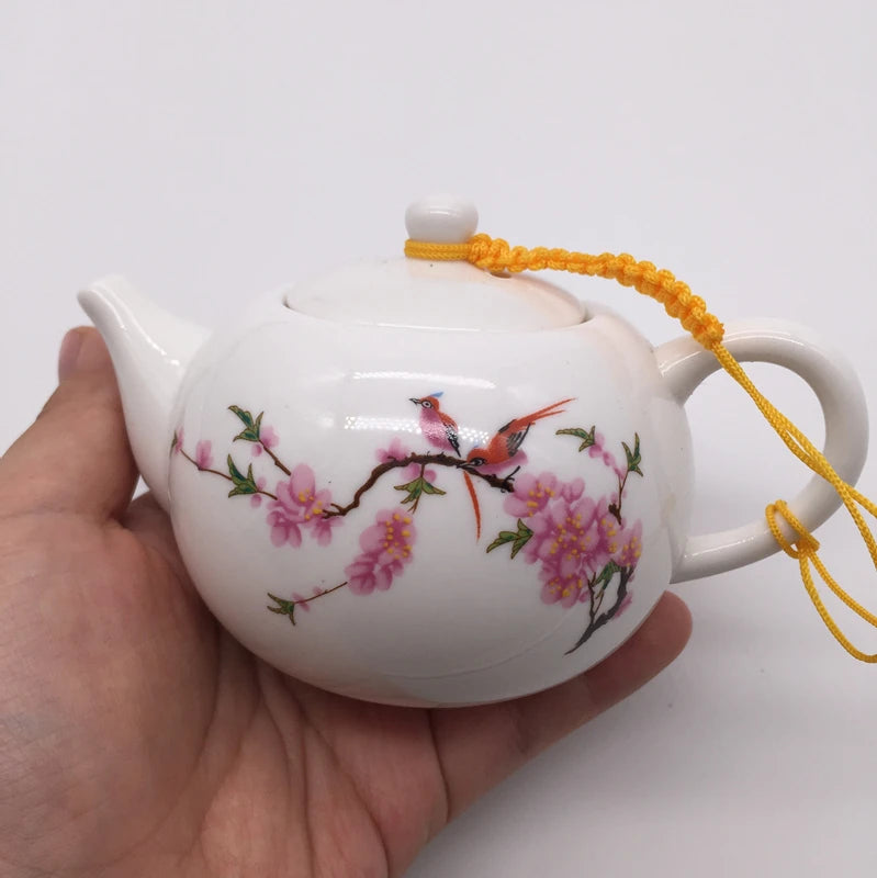 tea pot porcelain Chinese underglaze ceramic pot with infuser white china Pu'er pot for Tieguanyin green tea handpainted