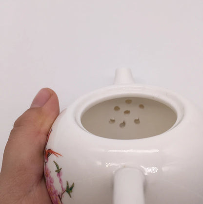 tea pot porcelain Chinese underglaze ceramic pot with infuser white china Pu'er pot for Tieguanyin green tea handpainted