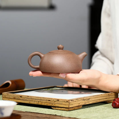 tea pot with tea infuser 7 holes bird print handmade half moon design marked master pot original ore real yixing zisha duan clay