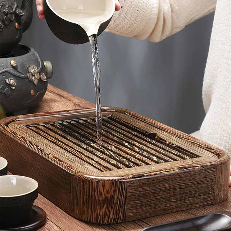 tea tray Wenge wood / ebony tea table reservoir tea boat wooden trays for kungfu tea set pot cup plastic layers small